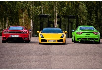 Išbandyk Ferrari F430 V/S Lamborghini Gallardo V/S Maserati GT trasoje