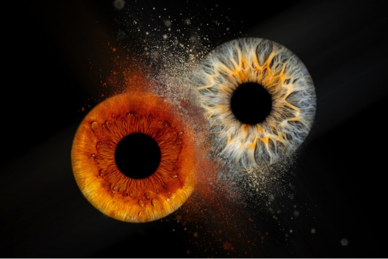 Įrėminta akies rainelės fotografija fotopopieriuje su efektu studijoje „EyeArt“ Vilniuje