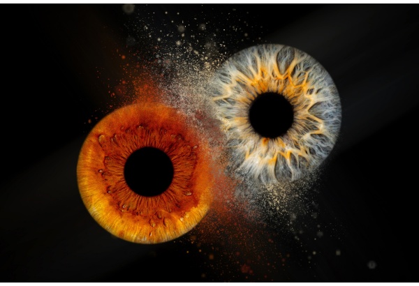 Įrėminta akies rainelės fotografija fotopopieriuje su efektu studijoje „EyeArt“ Vilniuje