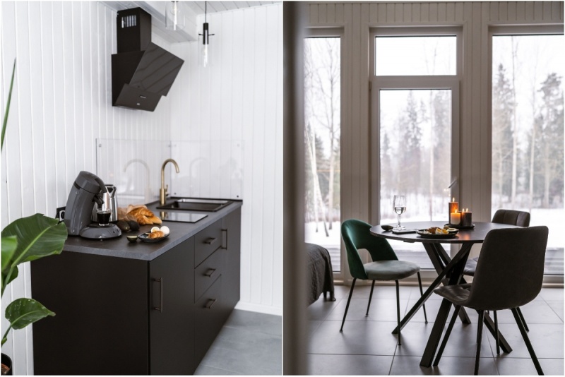 Nakvynė „Sniegi design cabin“ su poilsiu saunoje ir sūkurinėje vonioje