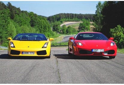 Išbandyk Ferrari F430 V/S Lamborghini Gallardo trasoje