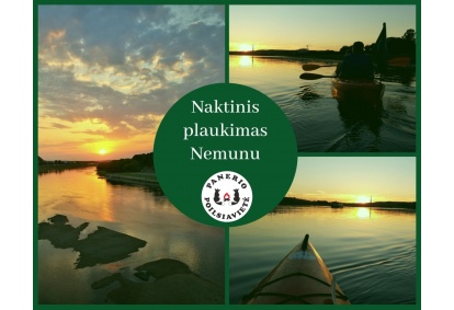 Naktinis plaukimas baidarėmis Nemunu Kaune